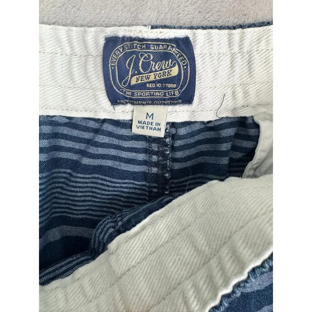 J Crew Mens Shorts Striped Blue White Elastic Waist‎ Drawstring Size M